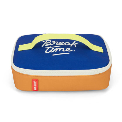 Borsa merenda bambino blu arancione scritta Break Time Hello Hossy