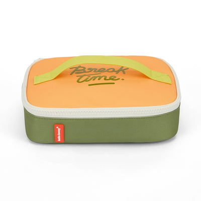 Borsa merenda bambino verde arancione manico scritta Break Time Hello Hossy