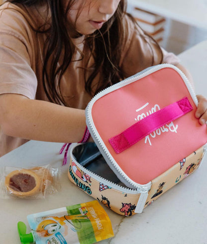 Borsa merenda bambino giallo rosa motivo unicorno Hello Hossy