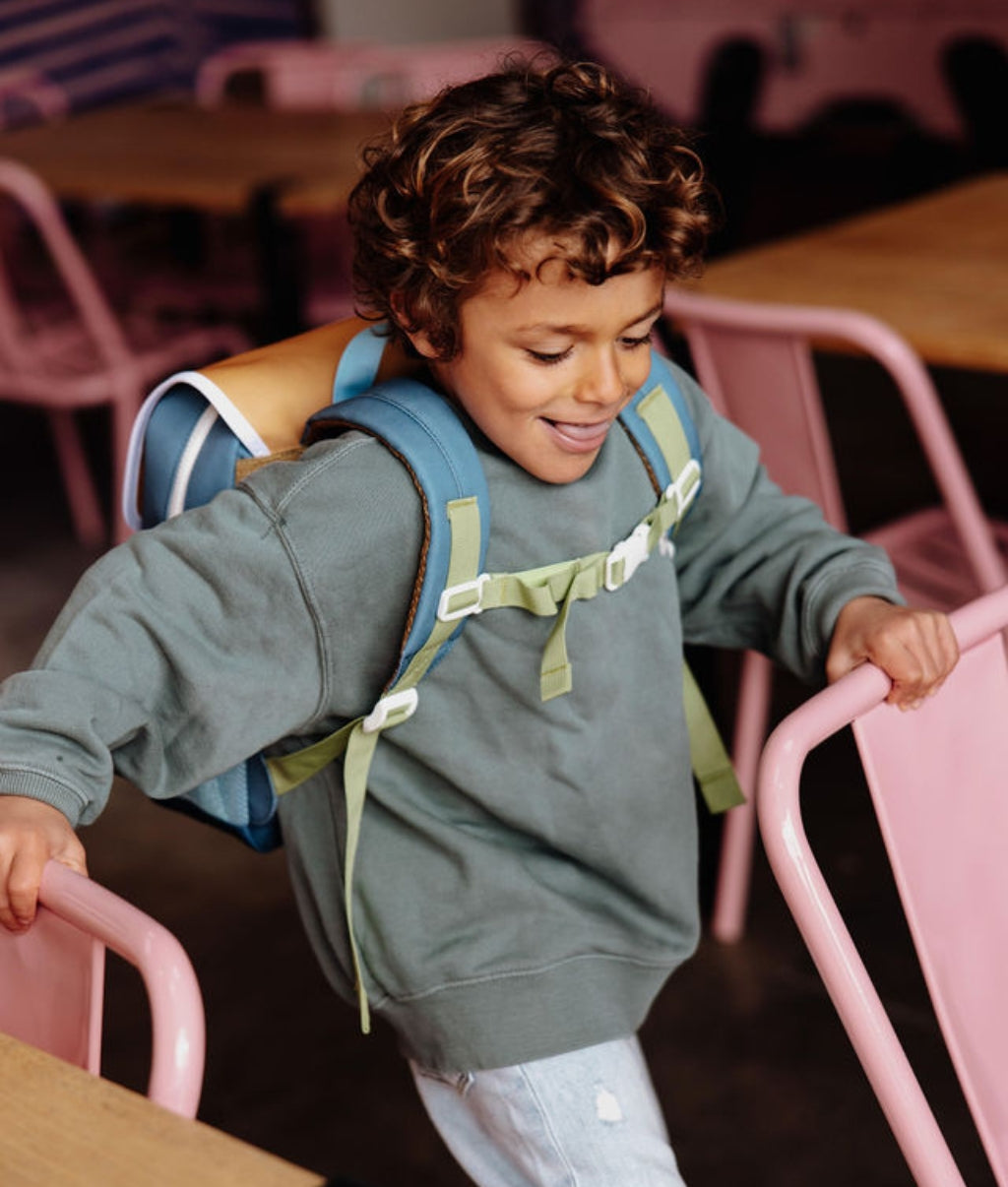 Zaino bambino blu spalline Beige Hello Hossy
