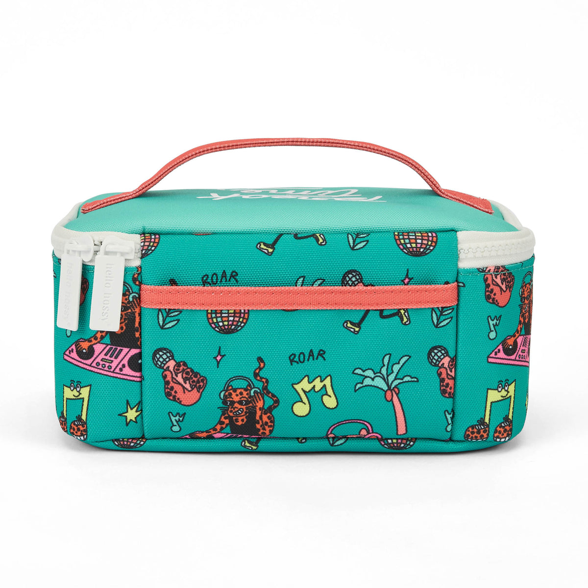Borsa pranzo per bambini verde con motivi animali corallo Hello Hossy