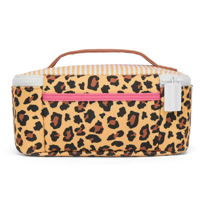 Borsa pranzo per bambini crema marrone motivo leopard zip rosa Hello Hossy