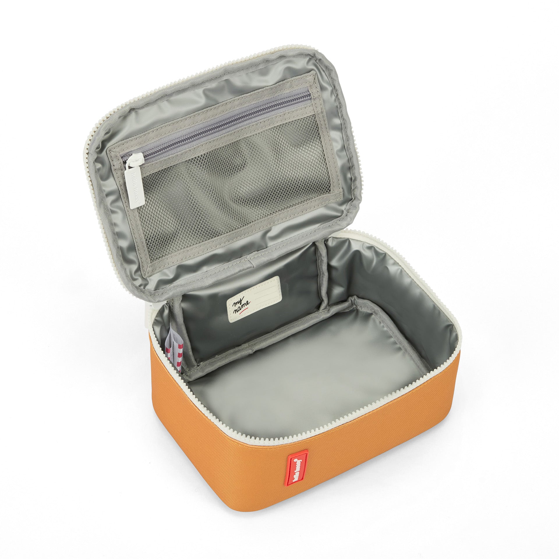 Borsa pranzo blu per bambino, interno grigio con scomparto con zip Hello Hossy