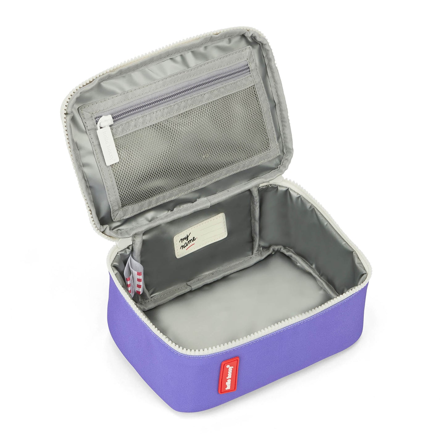 Borsa pranzo per bambini viola, interno grigio, scomparti Hello Hossy