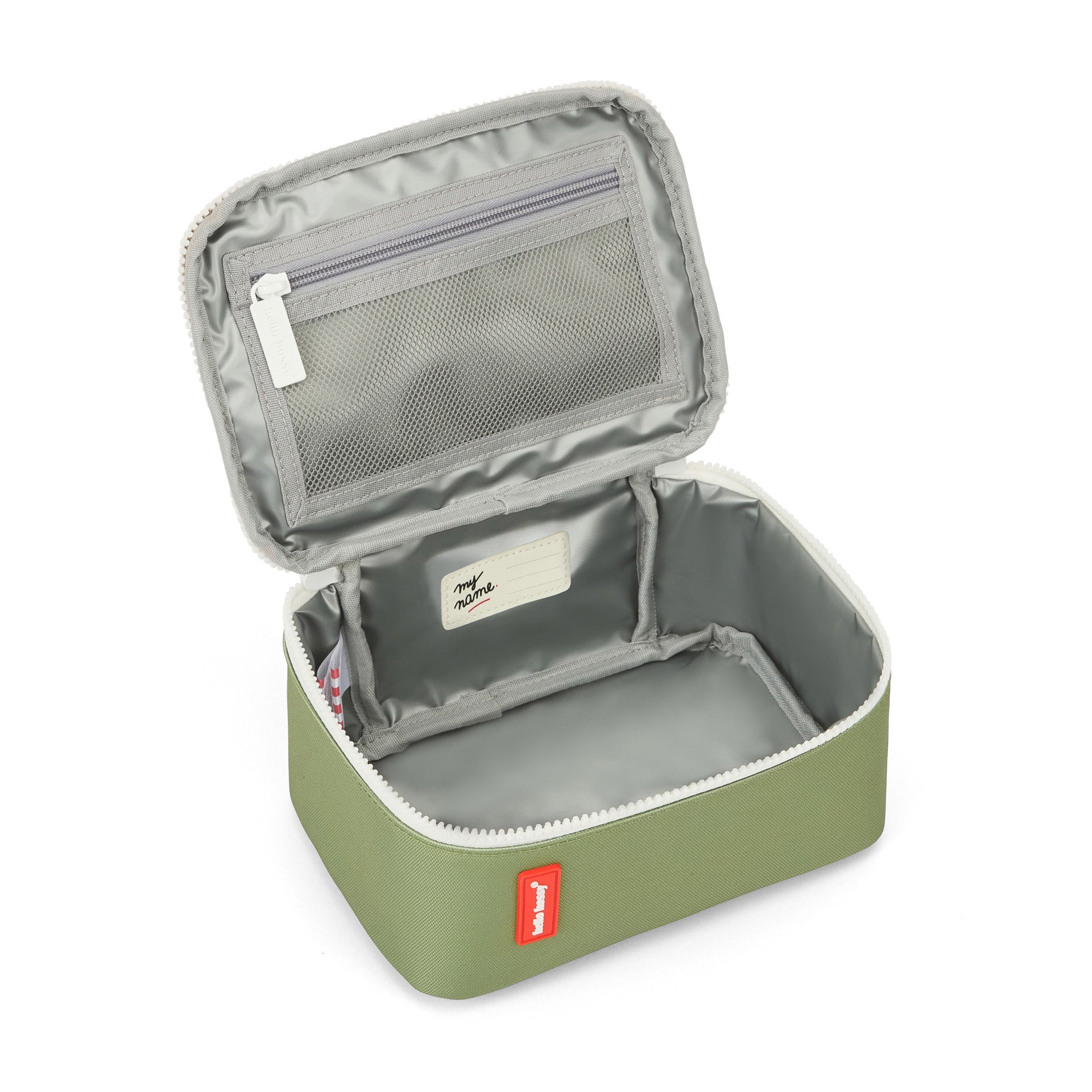 Borsa pranzo per bambini verde, interno termico con scomparto Hello Hossy
