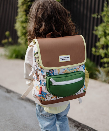 Zaino bambino crema fantasia viaggio tasca verde Hello Hossy