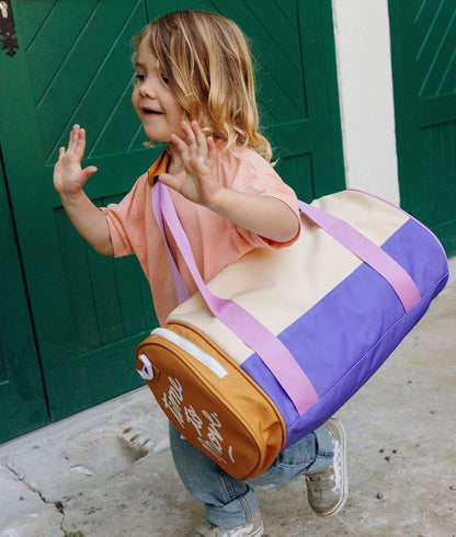 Borsa sportiva per bambini beige viola cammello con dettagli rosa Hello Hossy