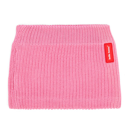 Snood bambino rosa in maglia a costine etichetta rossa Hello Hossy