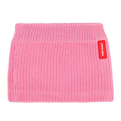 Snood bambino rosa in maglia a costine etichetta rossa Hello Hossy
