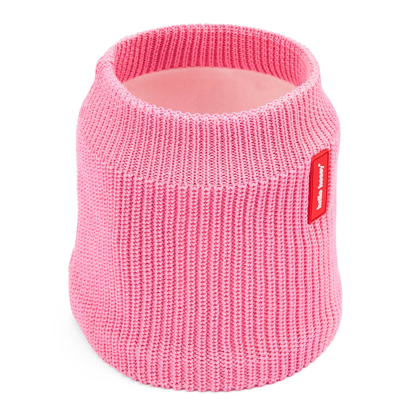 Snood bambino rosa in maglia a costine fodera in pile Hello Hossy