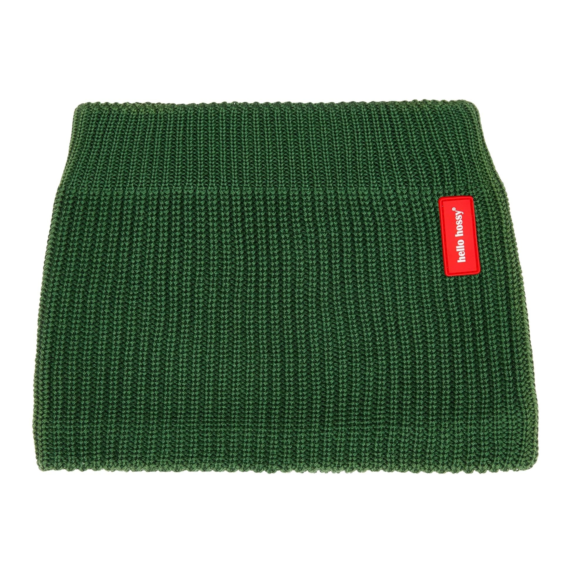 Snood bambino verde in maglia a coste con etichetta Hello Hossy