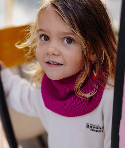 Snood bambino viola, maglia morbida e calda, Hello Hossy