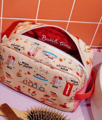 Beauty case bambino rosa motivo viaggio e bicicletta chiusura con zip Hello Hossy