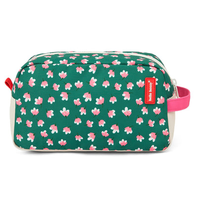 Beauty case per bambino verde con motivo a fiori, manico rosa Hello Hossy