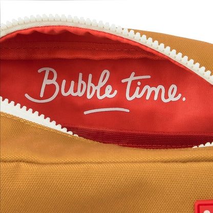 Beauty case bambino cammello interno rosso scritta Bubble time Hello Hossy