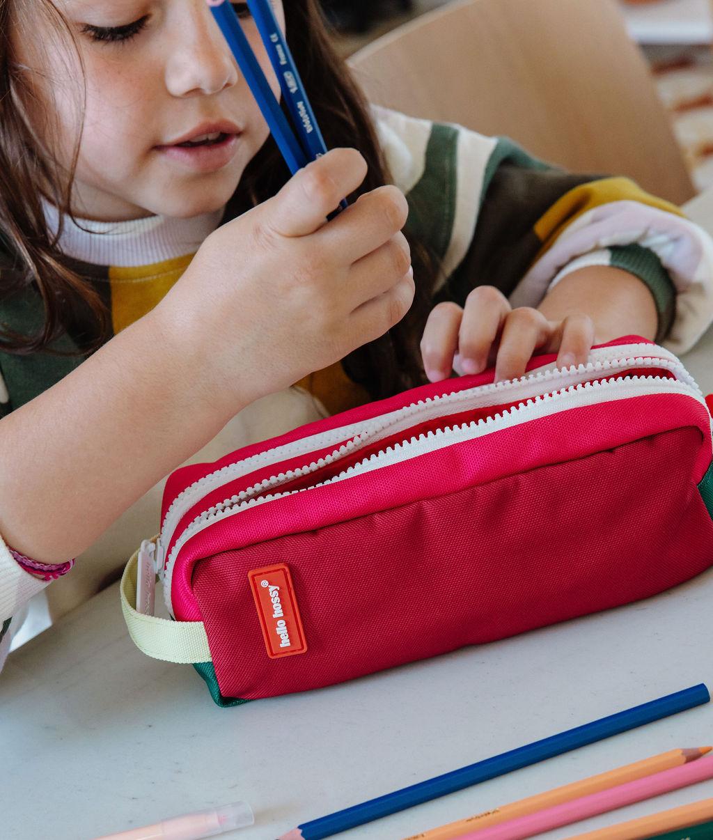 Astuccio scolastico bambino framboise doppio scomparto Hello Hossy