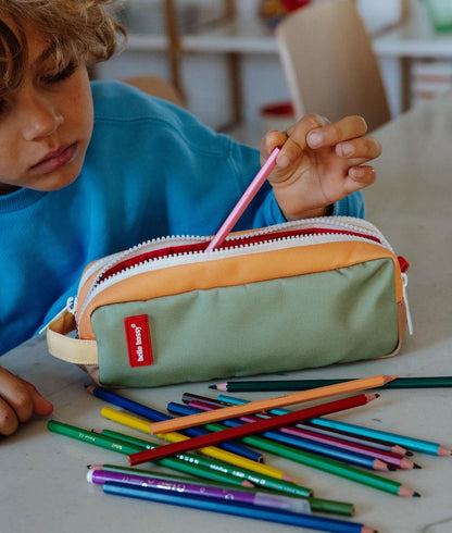Astuccio scolastico per bambini verde, doppio scomparto, zip Hello Hossy