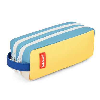 Astuccio scolastico bambino blu e giallo doppio scomparto Hello Hossy