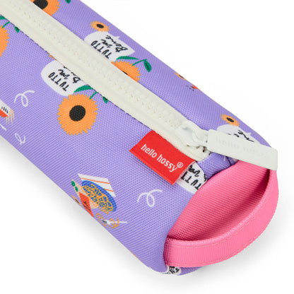 Astuccio scolastico bambino viola motivo fiori dettagli rosa Hello Hossy