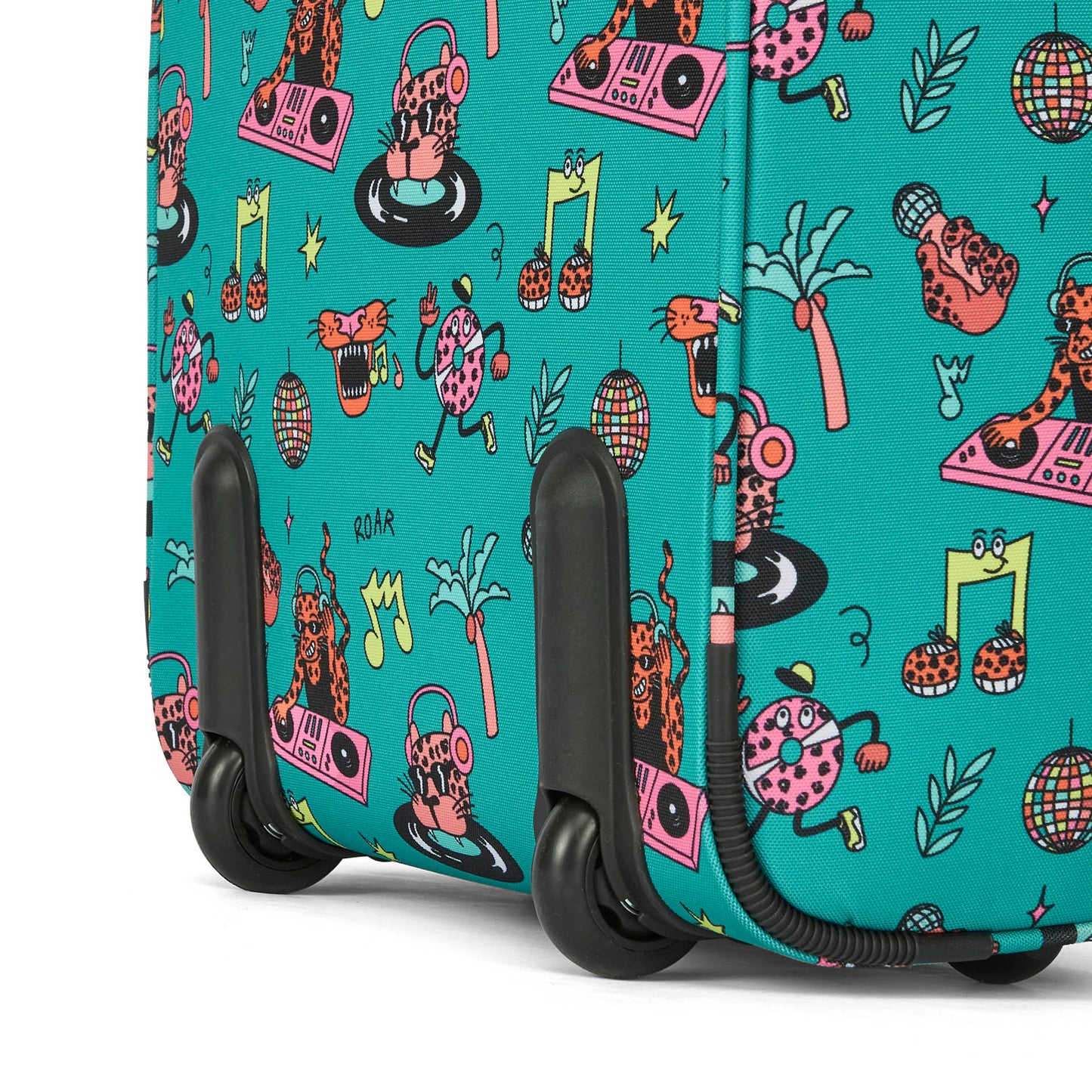 Valigia bambino verde con motivo musicale e ruote nere Hello Hossy