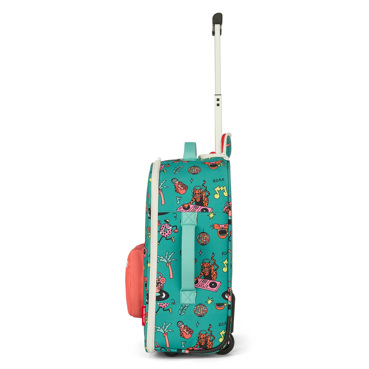 Valigia per bambini verde motivo musica ruote maniglia Hello Hossy