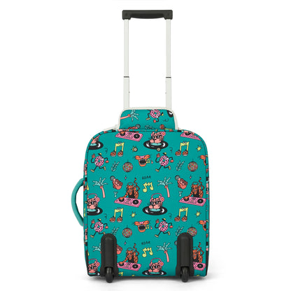 Valigia per bambini verde motivo musica ruote maniglia Hello Hossy