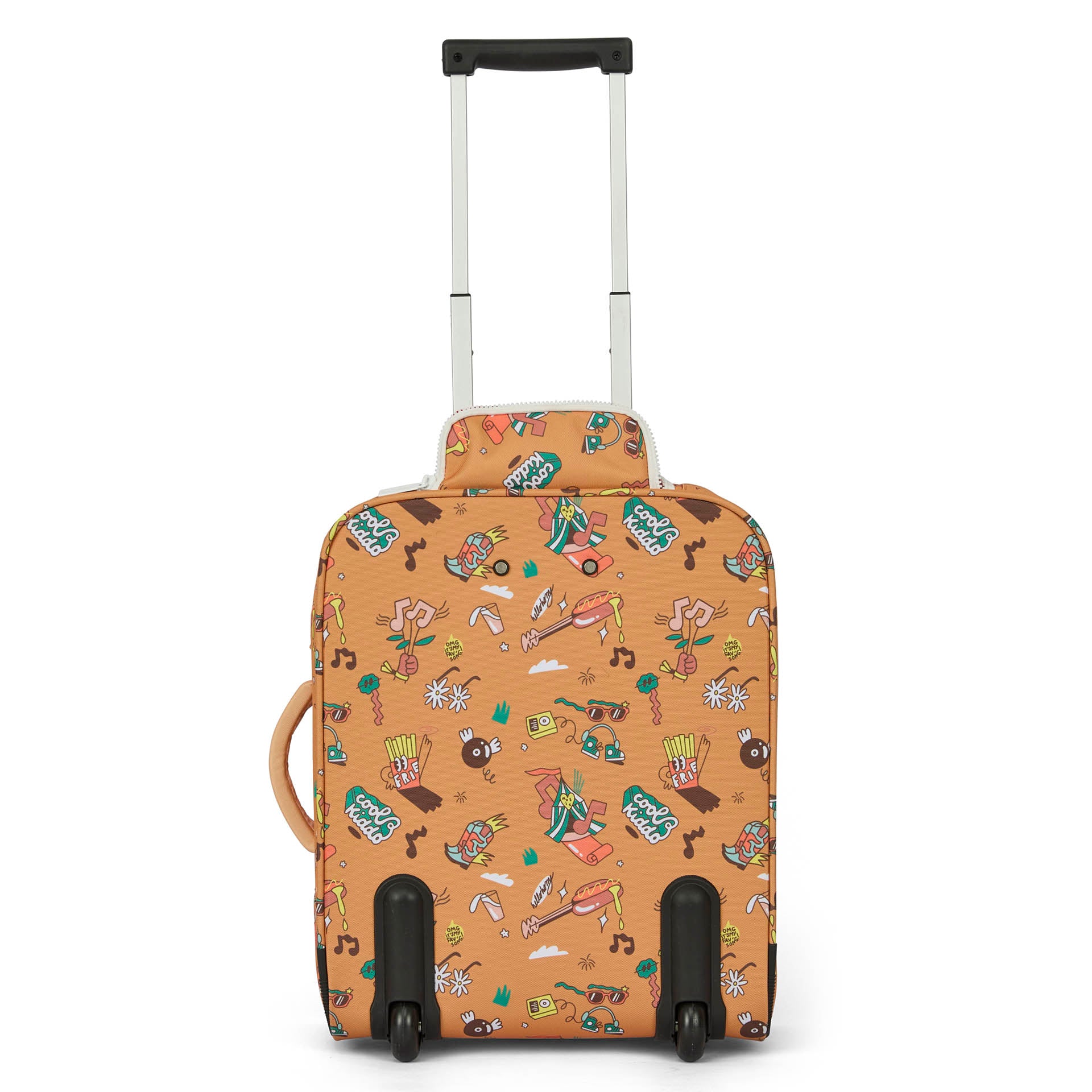 Valigia per bambini marrone con motivi musicali, ruote, maniglia Hello Hossy