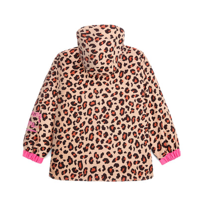 Giacca invernale bambino motivo leopard cappuccio maniche con elastico rosa Hello Hossy
