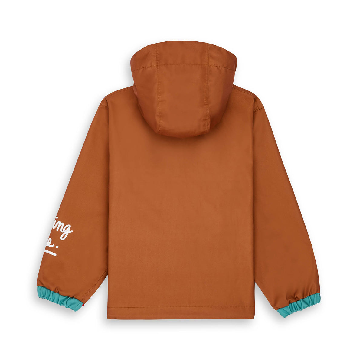Giacca antipioggia con cappuccio Peanut per bambini – vista piatta, da dietro