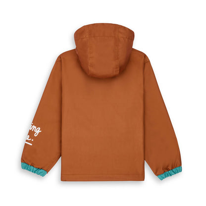 Giacca antipioggia con cappuccio Peanut per bambini – vista piatta, da dietro