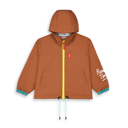 Giacca antipioggia impermeabile con cappuccio Peanut per bambini – vista piatta, frontale