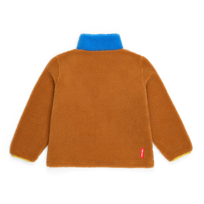 Giacca in pile blu e cammello bambino vista posteriore Hello Hossy