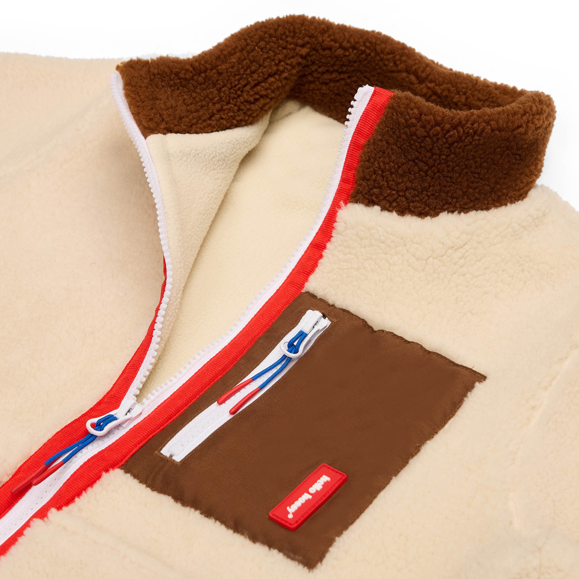 Giacca in pile crema e marrone bambino con zip Hello Hossy