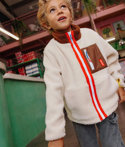 Giacca in pile crema e marrone bambino vista frontale Hello Hossy
