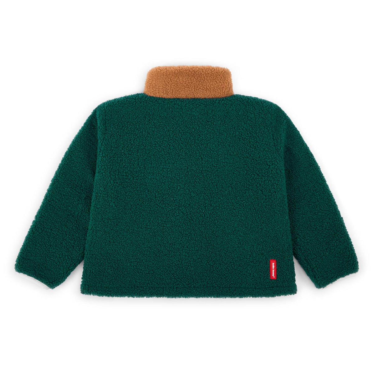 Giacca in pile bambino blu verde colletto marrone Hello Hossy