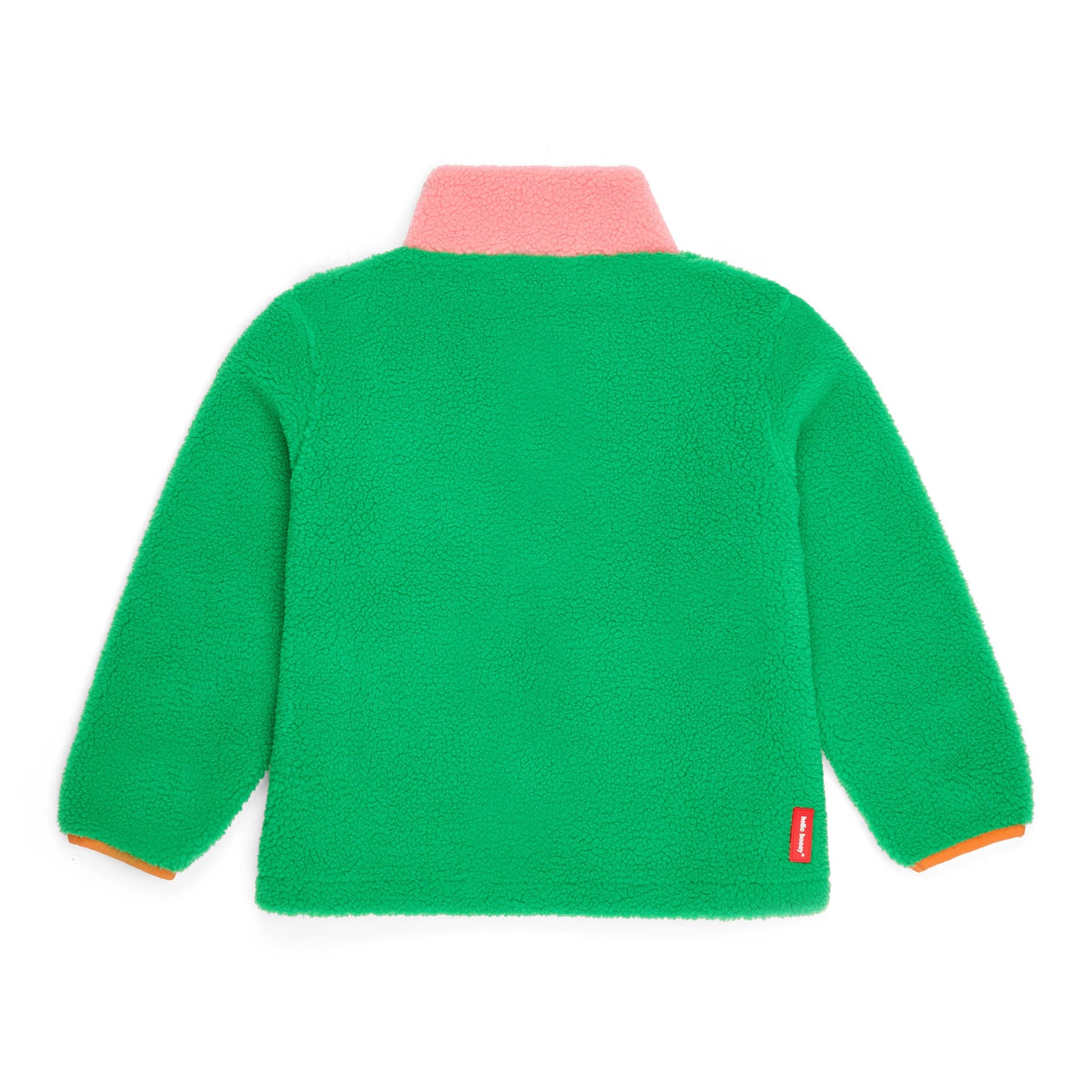 Giacca in pile bambino bicolore rosa e verde, vista posteriore Hello Hossy