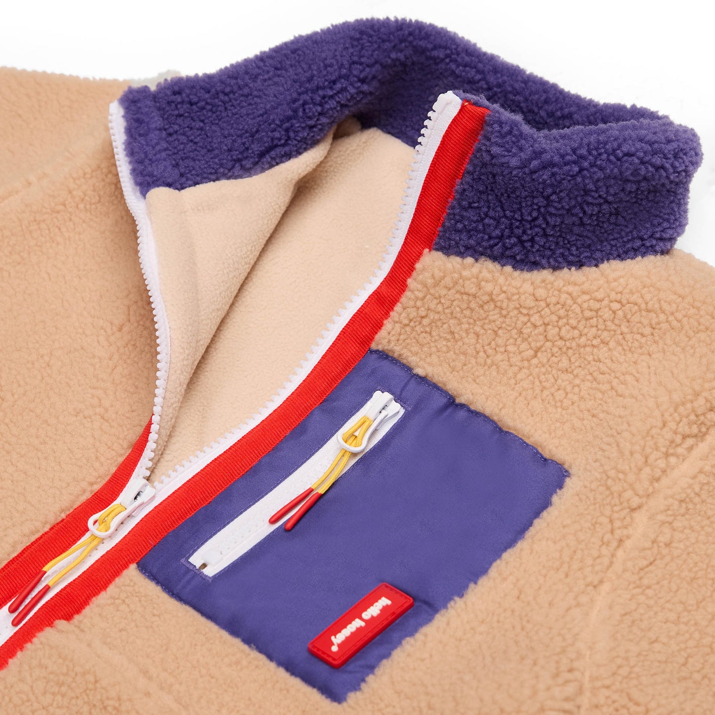 Giacca in pile beige bambino chiusura a zip Hello Hossy
