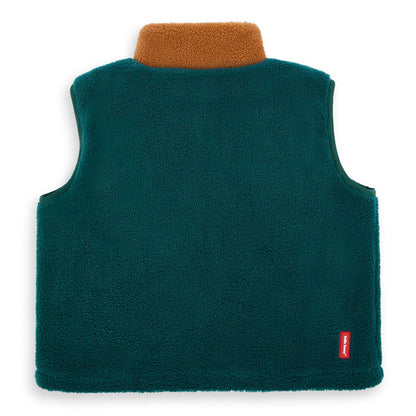 Gilet in pile bambino blu colletto marrone Hello Hossy