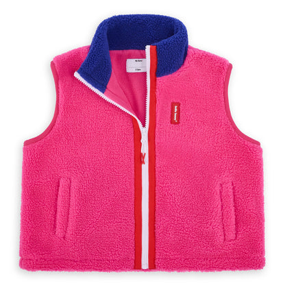 Gilet in pile bambino fuchsia colletto blu chiusura con zip Hello Hossy