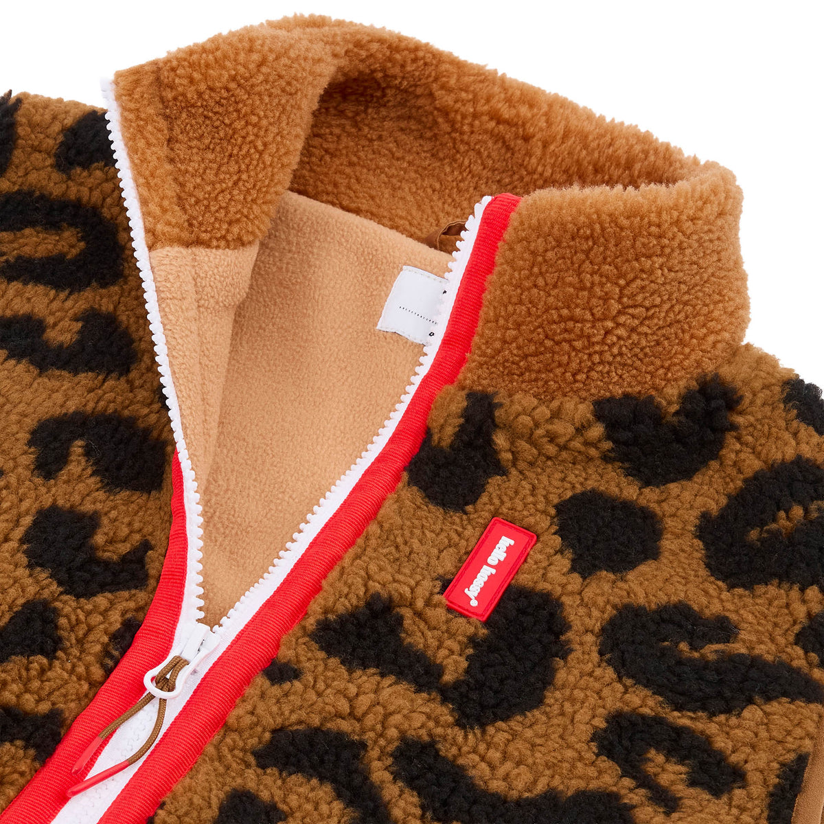 Gilet in pile per bambini marrone con motivo leopard e chiusura zip Hello Hossy