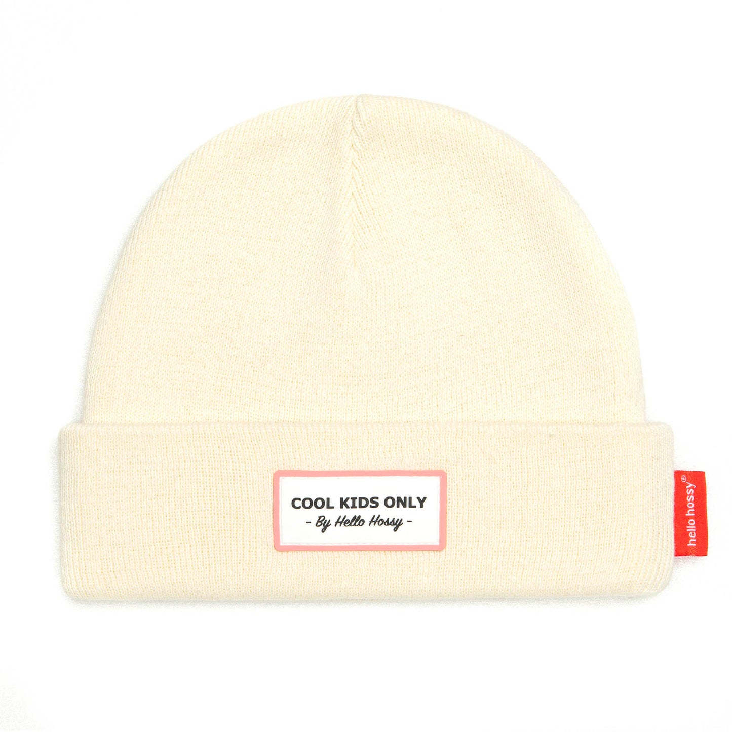 Berretto bambino beige etichetta ricamata Cool Kids Only Hello Hossy