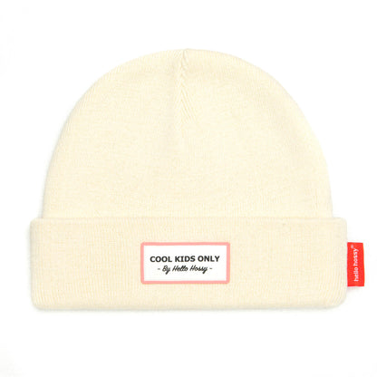 Berretto bambino beige etichetta ricamata Cool Kids Only Hello Hossy