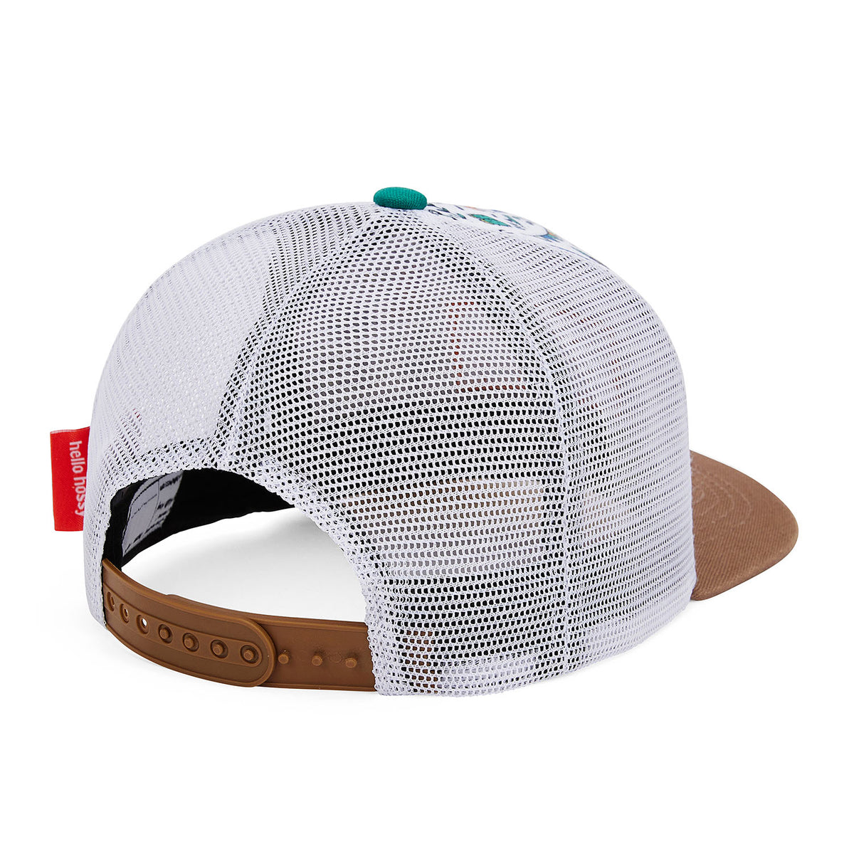 Cappellino bambino bianco rete marrone visiera curva Hello Hossy