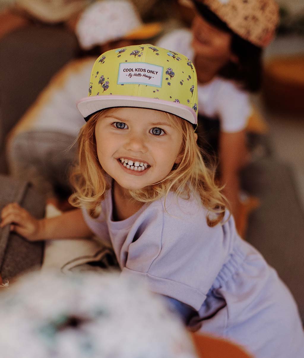 Cappellino Bambini Lemon Flowers, visiera piatta, eco-responsabile, certificato Oeko-Tex, dai 9 mesi, Cool Kids Only !