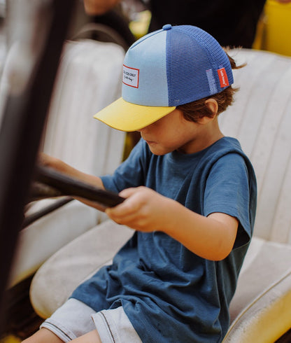 Cappellino Bambini Mini Blue Lemon, stile Trucker, eco-responsabile, certificato Oeko-Tex, dai 9 mesi, Cool Kids Only!