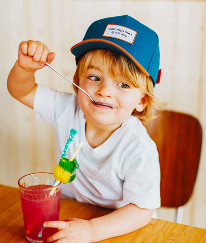 Cappellino Bambini Mini Duck Blue, visiera curva, 100% cotone biologico, certificato Oeko-Tex, da 9 mesi, Cool Kids Only!