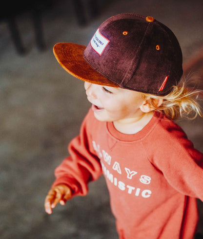 Cappellino Bimbi Sweet Brownie, visiera piatta, velluto, certificato Oeko-Tex, dai 9 mesi, Cool Kids Only!